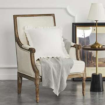 GIGIZAZA Velvet Cream 18x18 Pillow Covers, Set of 2 Decorative Ruffle Ivory Cushoin Pillow Covers for Sofa Couch