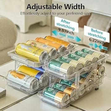 LAMU Adjustable Expandable Soda Can Organizer for Fridge
