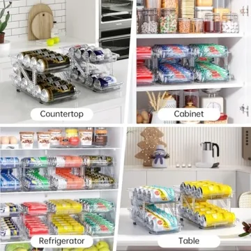 LAMU Adjustable Expandable Soda Can Organizer for Fridge