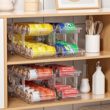 LAMU Adjustable Expandable Soda Can Organizer for Fridge