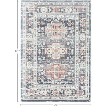 Rugs America Gabriel Collection, GL55C, Prussian Sundara, Blue/Beige, 8' x 10', .4" Thick, Area Rug,...