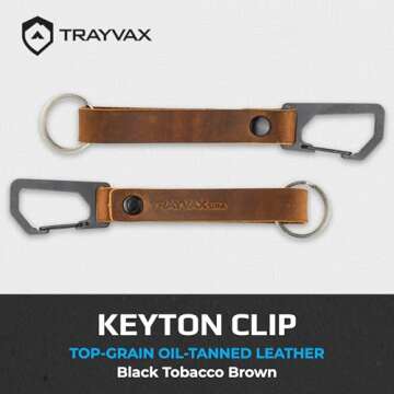 Trayvax Keyton Leather Keychain, Quick Release Carabiner Clip Key Chain for Men and Women, Stainless...
