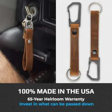 Trayvax Keyton: Durable Leather Keychain with Carabiner Clip