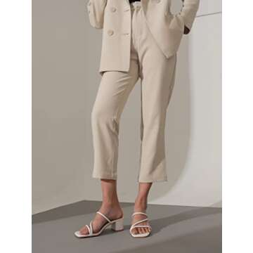 LACUONE Women's Mid Heel Sandals Chunky Block Heels Slides Strappy Slip-on Mules (8.5,C-White)