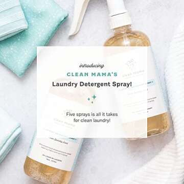 Clean Mama Laundry Detergent Spray - Eco-Friendly, Hypoallergenic Stain Remover for 64+ Loads
