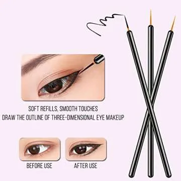 KINGMAS 100 Pack Eyeliner Brush, Disposable Ultra-fine Point Eyeliner Applicator Cosmetic Eye Wands ...