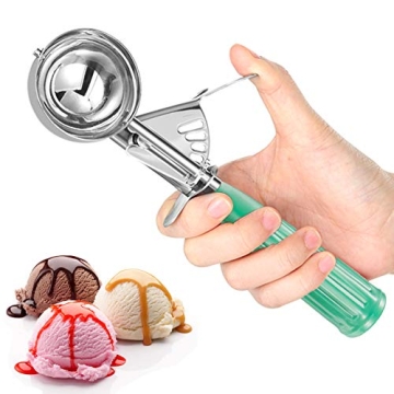 Ice Cream Scoop with Trigger, Large Size Cookie Scoop Stainless Steel Ice Cream Scooper for Kids & F...