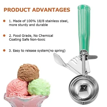 Ice Cream Scoop with Trigger, Large Size Cookie Scoop Stainless Steel Ice Cream Scooper for Kids & Families (Large Size - 5.2Tbsp)