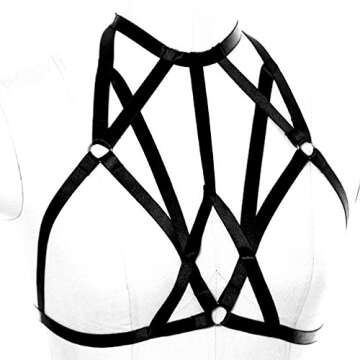 Body Harness for Women Fashion Strappy Tops Bra Punk Goth Festival Art Lingerie Pentagram Harajuku B...