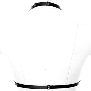 Body Harness for Women Fashion Strappy Tops Bra Punk Goth Festival Art Lingerie Pentagram Harajuku Belt (Black)