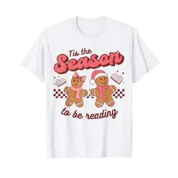 Festive Christmas Teacher Retro Librarian T-Shirt