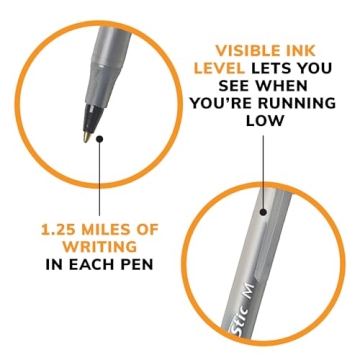 BIC Round Stic Xtra Life Black Ballpoint Pens, 10-Count Pack