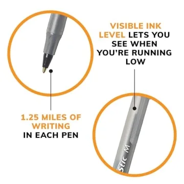 BIC Round Stic Xtra Life Black Ballpoint Pens, 10-Count Pack