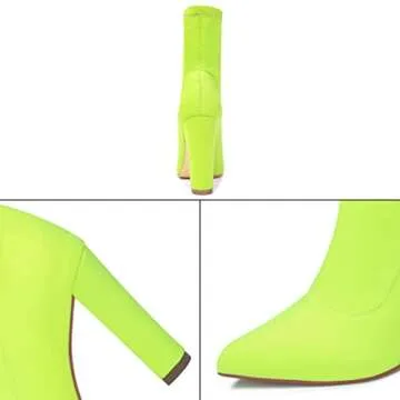 sexrosly Women's Neon Heeled Booties for Parties