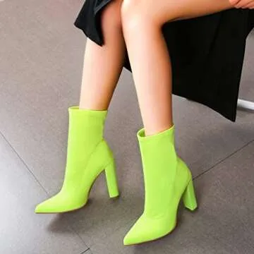 sexrosly Women's Neon Heeled Booties for Parties