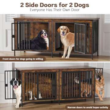 EasyCom 78 Inch Dog Crate Furniture for 2 Dogs, Extra Large Double Dog Cage Large Breed, XXL Thick W...