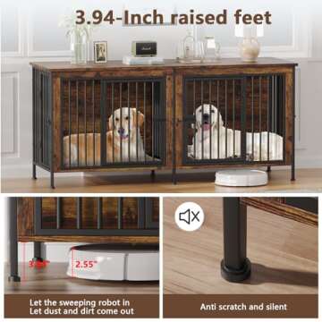 EasyCom 78" Dog Crate for 2 Large Dogs, Stylish & Sturdy