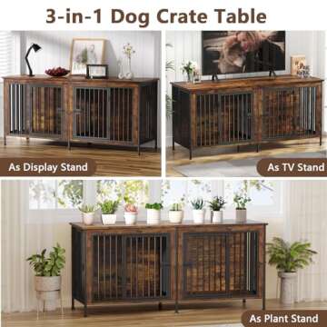 EasyCom 78" Dog Crate for 2 Large Dogs, Stylish & Sturdy