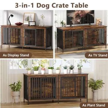 EasyCom 78" Dog Crate for 2 Large Dogs, Stylish & Sturdy