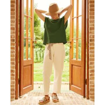 Locachy Women's Vintage Crew Neck Sweater Vest Casual Cropped Sleeveless Knit Pullover Top