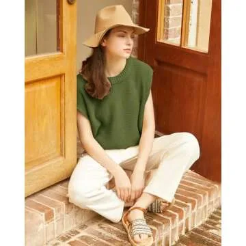 Vintage Crew Neck Sweater Vest for Women's Casual Style