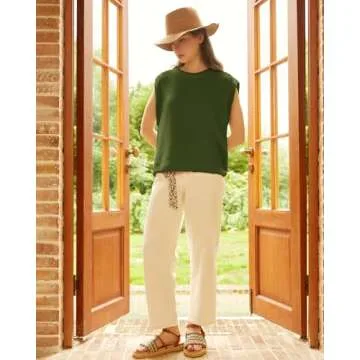 Vintage Crew Neck Sweater Vest for Women's Casual Style