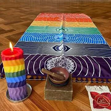 Neasyth Mexican Yoga Mat Beach Picnic Blanket Chakra Meditation Mat Yoga Rug Sunscreen Shawl Chakra Wall Tapestry Decor Boho Pilates 59 in (Polyester Fibre)