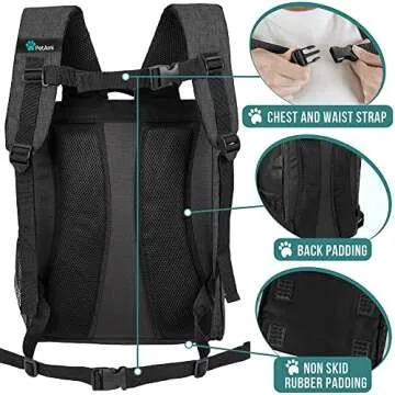 PetAmi Dog Backpack Carrier for Small Large Cat, Pet, Puppy, Ventilated Pet Hiking Backpack Travel Bag, Airline Approved Cat Backpack Carrier, Camping Biking Dog Bag Up to 18lbs Pet, Charcoal