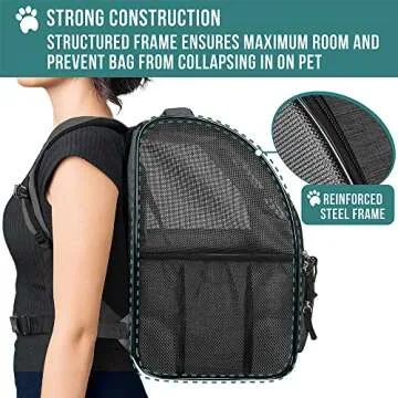 PetAmi Dog Backpack Carrier for Small Large Cat, Pet, Puppy, Ventilated Pet Hiking Backpack Travel Bag, Airline Approved Cat Backpack Carrier, Camping Biking Dog Bag Up to 18lbs Pet, Charcoal