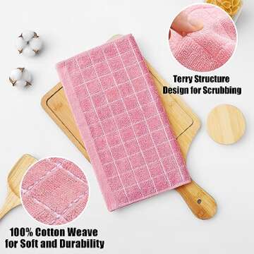 Homaxy 100% Cotton Terry Kitchen Dish Cloths, Ultra Soft and Absorbent Dish Towels for Kitchen, Suit...