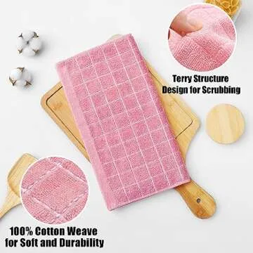 Homaxy 100% Cotton Terry Kitchen Dish Cloths, Ultra Soft and Absorbent Dish Towels for Kitchen, Suit...