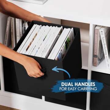 Fabric Storage Cubes for Cube Organizer - 8 Pack Heavy Duty Black Storage Bins - 11 Inch Cube Storage Bin, Use As A Clothes Storage Box In Closet, Baskets For Shelves or Cubbies Storage Organizer