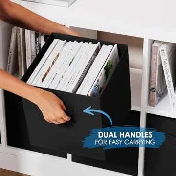 Fabric Storage Cubes for Cube Organizer - 8 Pack Heavy Duty Black Storage Bins - 11 Inch Cube Storage Bin, Use As A Clothes Storage Box In Closet, Baskets For Shelves or Cubbies Storage Organizer