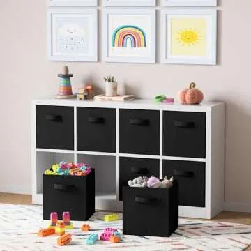 Fabric Storage Cubes for Cube Organizer - 8 Pack Heavy Duty Black Storage Bins - 11 Inch Cube Storage Bin, Use As A Clothes Storage Box In Closet, Baskets For Shelves or Cubbies Storage Organizer