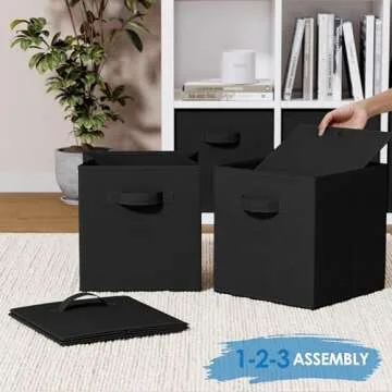 Fabric Storage Cubes for Cube Organizer - 8 Pack Heavy Duty Black Storage Bins - 11 Inch Cube Storage Bin, Use As A Clothes Storage Box In Closet, Baskets For Shelves or Cubbies Storage Organizer