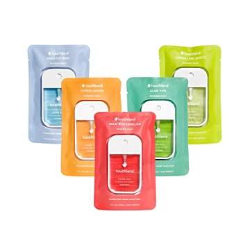 Touchland Power Mist Hydrating Hand Sanitizer Spray, FRESH 5-Pack (Mint, Citrus, Lemon Lime, Aloe, W...