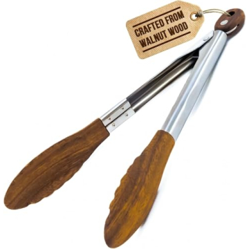 Boxiki Kitchen Wooden Tongs - Elegant Nonstick Cooking Tool for All Occasions