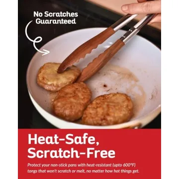 Boxiki Kitchen Wooden Tongs - Nonstick & Elegant Cooking Tool