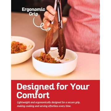 Boxiki Kitchen Wooden Tongs - Nonstick & Elegant Cooking Tool