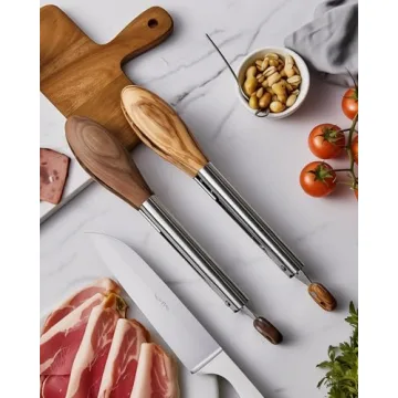Boxiki Kitchen Wooden Tongs - Nonstick & Elegant Cooking Tool