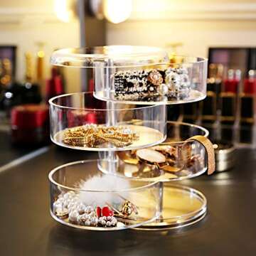 Stackable Storage Jewellery Trays Hair Accessory Containers Simple Houseware Organizer 4 Layers 7.14in