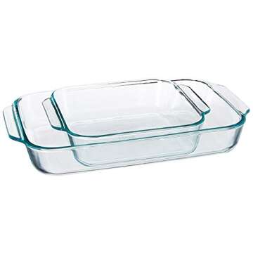 Pyrex 2Piece Basics Value Pack1-Basics 8"/2 dish1-Basics 3 Quart Oblong Bake Dish, 2.2, Clear