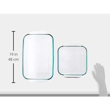 Pyrex 2Piece Basics Value Pack1-Basics 8"/2 dish1-Basics 3 Quart Oblong Bake Dish, 2.2, Clear