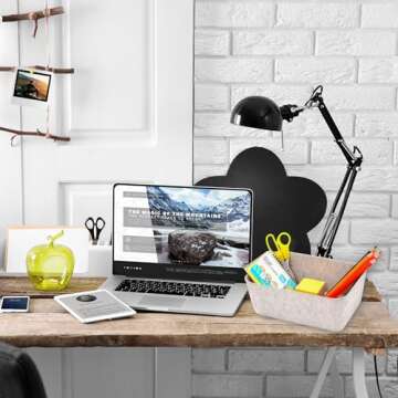 Welaxy Drawer organizers dividers storage bins home office deep storage bin 5-pack back to school college gift solutions (Oatmeal)