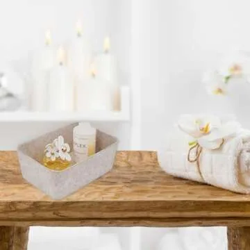 Welaxy Drawer organizers dividers storage bins home office deep storage bin 5-pack back to school college gift solutions (Oatmeal)