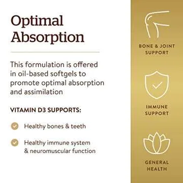 Solgar Vitamin D3 (Cholecalciferol) 125 MCG (5000 IU), 100 Softgels - Helps Maintain Healthy Bones & Teeth - Immune System Support - Non GMO, Gluten Free, Dairy Free - 100 Servings