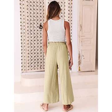 ANRABESS Women Linen Pants Casual Loose High Waist Boho Wide Leg Cropped Palazzo Beach Pants Summer Outfits 2025 Trendy