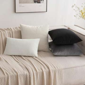 MIULEE Pack of 2 Velvet Soft Solid Decorative Square Throw Pillow Covers Set Christmas Cushion Case for Spring Couch Sofa Bedroom Car 12x20 Inch 30x50 cm Pure White