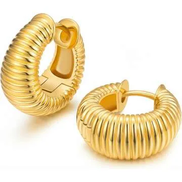 Chunky 14k Gold Filled Huggie Hoop Earrings for Women