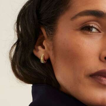 Chunky 14k Gold Filled Huggie Hoop Earrings for Women